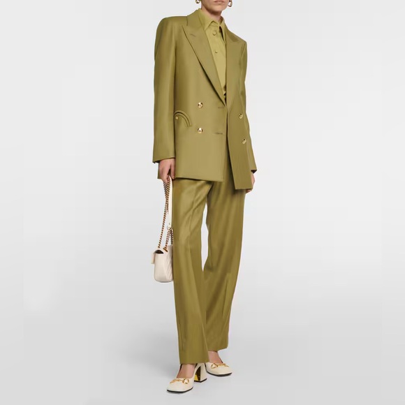 Blazé Milano Exit double-breasted wool blazer in green - Picture 8 of 15